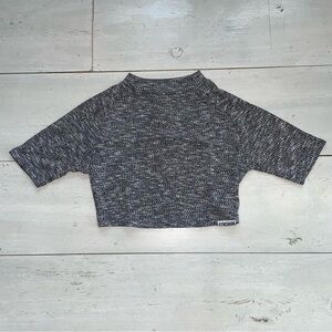 Gymshark Women’s Active Black and White Ribbed Crop Top Stretch Ribbed Size S